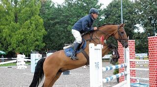 <p>Bernd Herbert aus Viernheim, hier auf seinem Pferd Cool Casanova, gewann mit überdurchschnittlich hohen Noten die Springprüfungen L und M.</p>