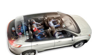 <p>mid Düsseldorf - Im Innenraum des Ford Edge geht es dank des "Active-Noise-Cancellation"-Systems sehr leise zu. Über das Audio-System werden dabei "Gegenfrequenzen" eingespielt, die Wind- und Dröhngeräusche neutralisieren.</p>