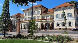 <p>Das Schloss von Neckarhausen, wie es sich dem Betrachter aktuell präsentiert. Dahinter liegt der drei Hektar große Schlosspark. An den einstigen "Grafengarten" zum Neckarufer hin erinnert heute nur noch das verbliebene historische Tor.</p>