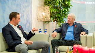 <p>Dietmar und Daniel Hopp im Interview , Adler Mannheim vs. Iserlohn Roosters , DEL Eishockey Adler Mannheim 2016 / 2017, © Copyright: AS Sportfoto / Soerli Binder, www. as-sportfoto.de, MSP_2312_Adler,</p>