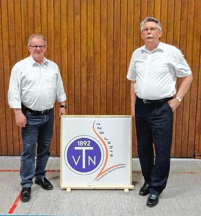 <p>Die Vorsitzenden des TV Neckarhausen, Horst Gropp (l.) und Hans Nicht (r.), planen unter anderem den Bau einer Gymnastikhalle.</p>