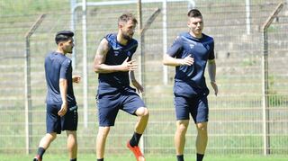 Simon Tüting (l.) und Morris Nag beim Abschlusstraining. <br />