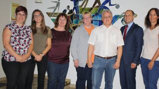 Vorstandsteam des Turnvereins Edingen(v.l.): Janine Tödling, Teresa Ding, Barbara Peithner, Tanja Ding, Jochen Heil, Uli Herold, Eva Koch.