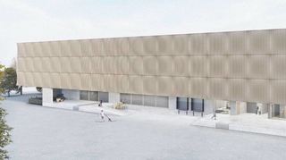 Holzfassade mit Leuchtschrift: Der Entwurf des Büros Molter Linnemann Architekten BDA aus Kaiserslautern ist als Sieger aus dem Realisierungswettbewerb hervorgegangen.