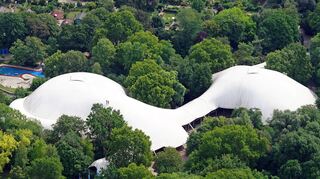 Zu „eingegrünt“? Die meisten Fraktionen im Gemeinderat sind dagegen, Bäume rund um die Multihalle zu fällen. Oben links in der Ecke der Wasserspielplatz.