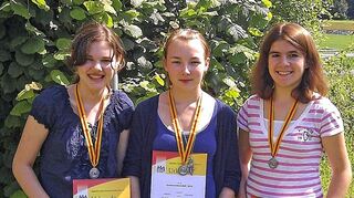 <p>Larissa Schnellbach, Sophie Weise und Nina Böttcher (v. l.) haben bei den Badischen Meisterschaften der Schützenjugend Platz 2 erreicht.</p>