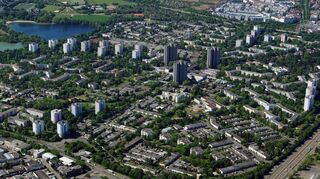 In Corona-Zeiten sind Wohnungsunternehmen gegenüber ihren Mietern kulant. Das Luftbild zeigt die Vogelstang im Mai 2018.