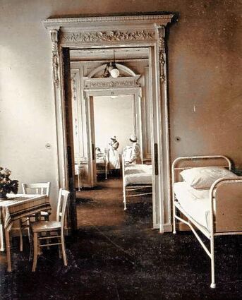 Blick in ein Krankenzimmer im Jahr 1963.