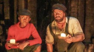 Jim Knopf und Lokomotivführer Lukas in „Jim Knopf und die Wilde 13“.