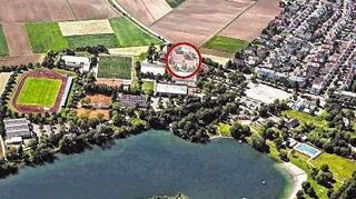 Der Gemeinderat Heddesheim ist sich im Grundsatz einig: Im Sportgebiet soll ein neuer Kindergarten entstehen. Die Verwaltung favorisiert als Standort den Platz zwischen ATB und TG (Markierung).
