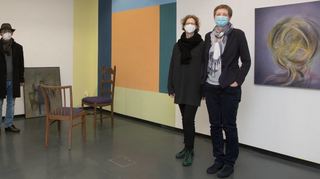 Eröffnen die Ausstellung im Kunsthaus: Cordula Hilgert (v.l.), Claus Bunte, Kim Behm und Silvia Köhler.