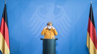 Bundeskanzlerin Angela Merkel am Mittwoch bei ihrem Statement im Kanzleramt.