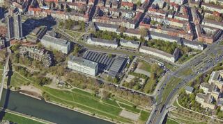 Die Schafweide am Neckarufer aus der Luft gesehen. Die Stadt will das Areal mit Wohnbebauung und einem öffentlichen Platz entwickeln.