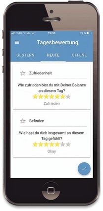 Mit der App "DE-RENA" von Binacon können Nutzerinnen und Nutzer ihre täglichen Erfolge bewerten.