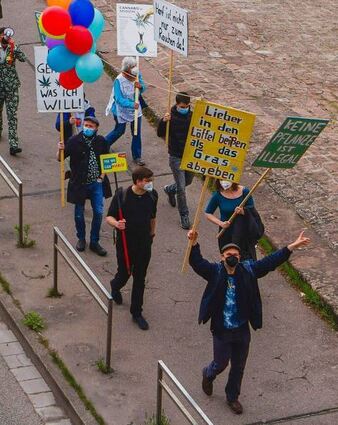 Delegierte des Hanfverbands auf dem Weg in die Altstadt.