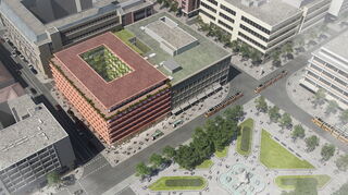 Blick von oben auf den geplanten Neubau: Zu erkennen ist der Innenhof, der begrünt sein soll.