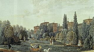 Aquarell vom Schlosspark von J. P. Karg von 1819.