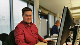 Sebastian Koch im Newsroom des "Mannheimer Morgen".