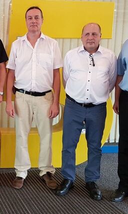 Ein Bild im Kreishaus 2019: Stefan Scheil (l.) und Andreas Mansky.