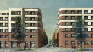 So sieht ein Entwurf für einen der Gebäudekomplexe im „Ludwigs-Quartier“ auf dem ehemaligen Halberg-Gelände aus.