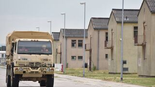 Ein Militärfahrzeug (aufgenommen im September 2015) auf dem Gelände der Coleman-Kaserne im Mannheimer Norden.