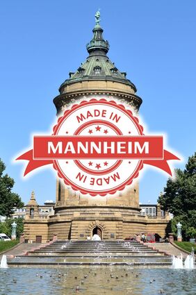 So könnte ein mögliches Siegel „Made in Mannheim“ aussehen – mit dem Wahrzeichen, dem Wasserturm.