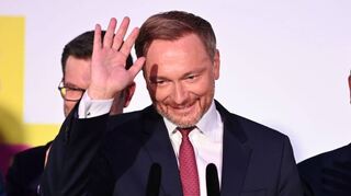 Freude nach Bekanntgabe der ersten Prognosen: FDP-Vorsitzender Christian Lindner bei der Wahlparty seiner Partei.