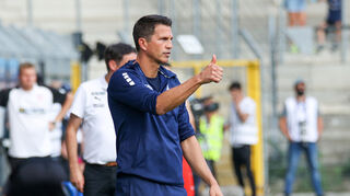 Waldhof-Trainer Patrick Glöckner beim Spiel der Mannheimer gegen den Halleschen FC.