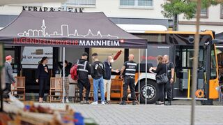 Impfaktion Mitte August am Mannheimer Marktplatz. Hier konnte sich jeder unproblematisch im Vorbeigehen impfen lassen.