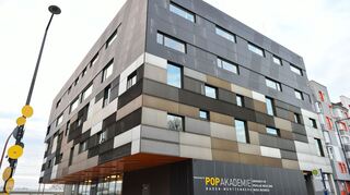 Blick auf das Gebäude der Popakademie in Mannheim