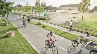 Teststrecke auf Spinelli: So könnte der geplante Radschnellweg auf dem Bundesgartenschau-Gelände mal aussehen.