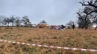 Ein Großaufgebot an Einsatzkräften ist nach einem Flugzeugabsturz in Sinsheim vor Ort.