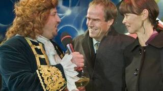 Eckart Würzner mit Ehefrau Janine und Perkeo im November 2006.