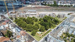 Blick auf den neuen Glückstein-Park im Lindenhof.