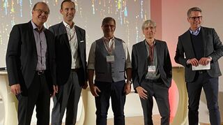mid Groß-Gerau - (v.l.n.r.) Ralph Meunzel (CR Autohaus), Thorsten Barg (GF Schwacke), Jens Nietzschmann (Sprecher der GF DAT), Marc Odinius (GF Dataforce), Stephan Lützenkirchen (gsr Unternehmensberatung, Moderator).