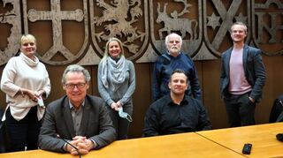Auf der Suche nach Alternativen zum Mathaisemarkt: Ilona Böhm (v.l.), Hansjörg Höfer, Ariane Haas, Rolf Edelmann, Achim Weitz und Manuel Bretschi.