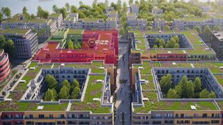 So soll das neue „Ludwigs-Quartier“ auf dem Halberg-Areal aussehen. In dem rot eingefärbten Block entstehen das Studierendenwohnheim und die Kita.