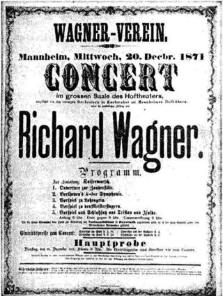 Ein Plakat vom Konzert in Mannheim 1871.