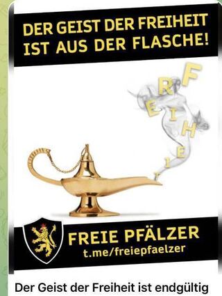 Auf dem Sozialen Netzwerk von Telegram werben die Freien Pfälzer Teilnehmer an.