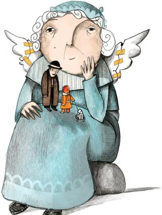 Illustration des Künstlers Mehrdad Zaeri für die Weihnachtsgeschichte "Engelbert" von Ingrid Noll.