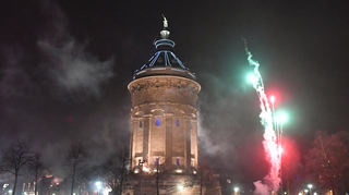 Neujahr 2018/2019 am Wasserturm in Mannheim.