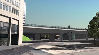 So soll die neue Hochstraße Süd aus Blickrichtung Berliner Platz aussehen. Baubeginn ist Mitte 2023.