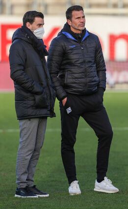 Sport-Geschäftsführer Tim Schork (l.) und Trainer Patrick Glöckner tragen beim SV Waldhof die sportliche Verantwortung.