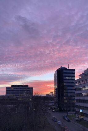 Blick im Januar aus der Redaktion auf eine Wolkenformation.