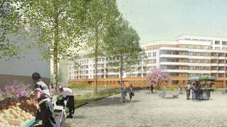 So stellen sich die Architekten den Neubau von sieben Mehrfamilienhäusern mit 134 Wohnungen am Meeräckerplatz auf dem Lindenhof vor.