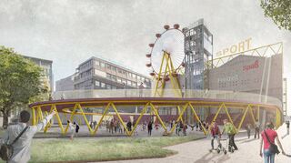 Der Paradeplatz ist einbezogen, ein Riesenrad ergänzt: Die Idee, N 1 zum „Spaßhaus“ mit Kino und Sportplatz zu machen, kommt von Lena Schwarz &amp; Max Baumgartner.