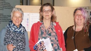 (v.l.) Psychologin und Workshop-Moderatorin Liz Helmecke, „Starkmacher“-Projektentwicklerin Anja Roth und „HerStory“-Projektleiterin Sonja Kádár.
