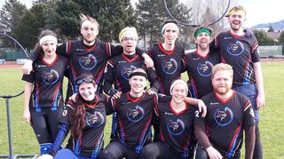 Teamfoto der Mannheimer Greife mit Justine Borchardt (vorne links) von Anfang 2020 – seit der Pandemie sind nicht mehr alle Spielerinnen und Spieler an Bord.
