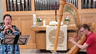 Petra Fluhr und Gernot Blume in der Gustav-Adolf-Kirche.