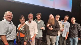 Von links: Jurymitglieder. Gregor Spachmann, Anna Krämer und Roland Junghans, René Kaspar (Sieger Newcomer), Johnny Armstrong (Sieger Professionals), Andreas Kirsch (Förderpreis Nachwuchscup), Jurymitglieder Jens Wienand und Sven Sachs